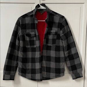 Eddie Bauer | Black and Gray Kids Plaid Shacket/Jacket | Size Large